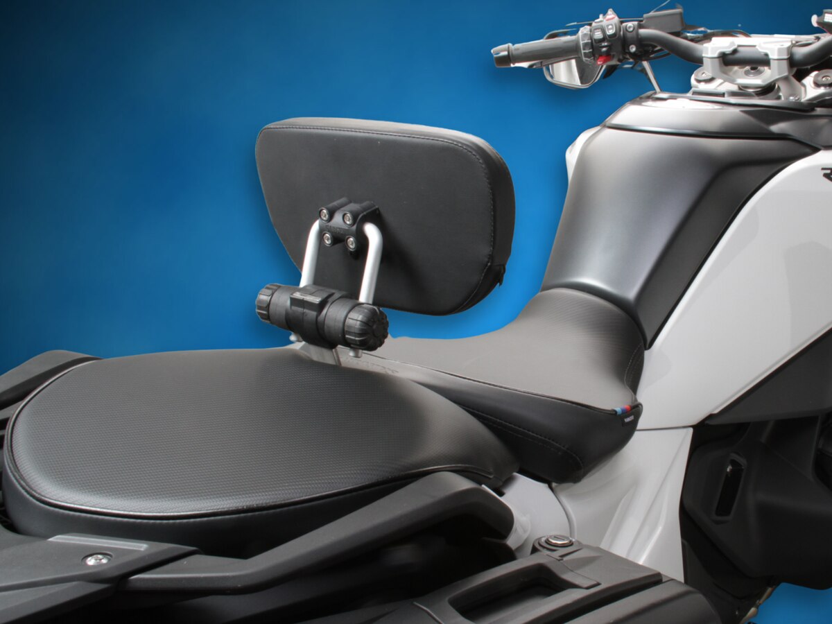 Available for the front rider, Sargent's EM-5 Five-Way Adjustable Backrest to match your Performance Plus Regular Height motorcycle seat.